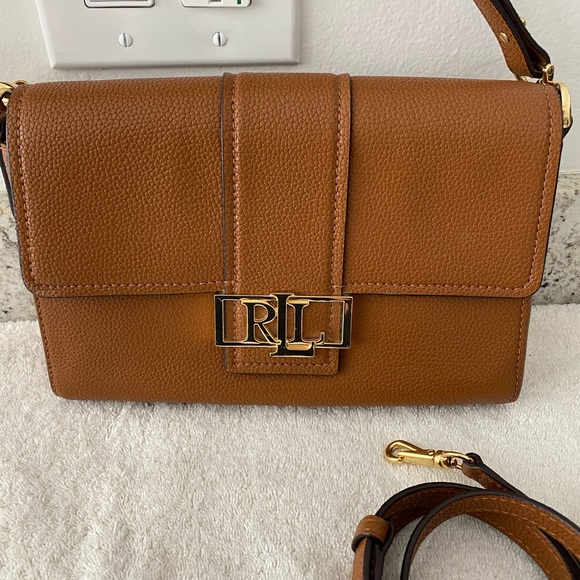 Ralph Lauren Brown Pebbled Leather Shoulder and Crossbody Bag. 10x7x2 - Picture 3 of 7